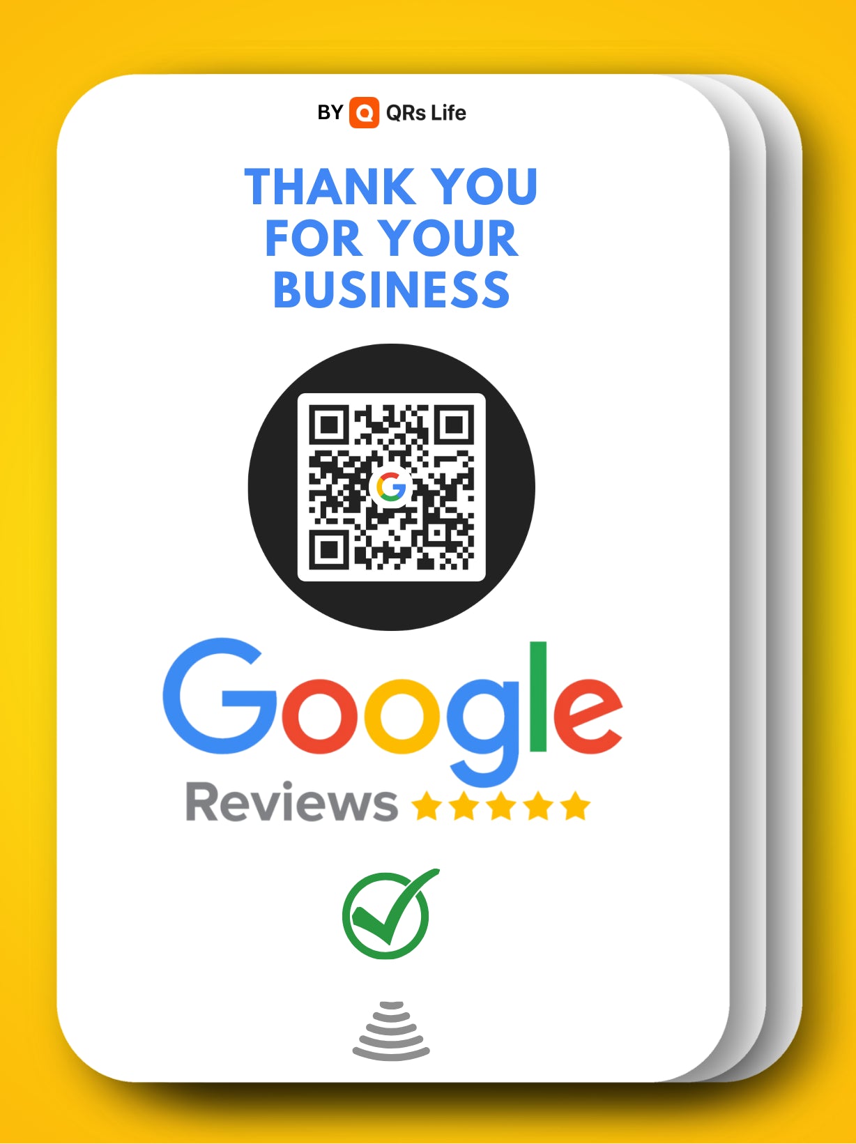 3x Google review card with QR code