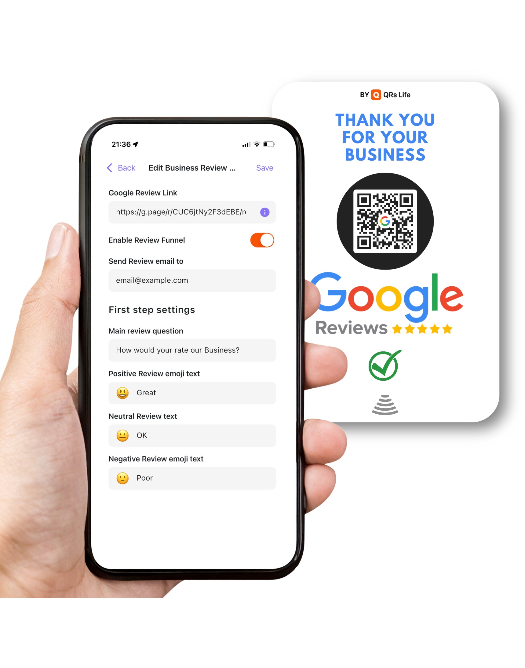QR code Google review card QRs Life